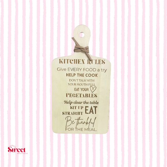 Kitchen Rules Paddle Sign